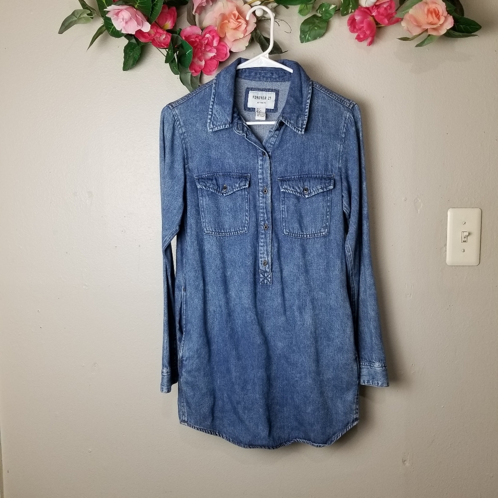 Forever 21 chambray long sleeves tunic size S